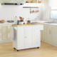 Drop-Leaf Kitchen Island on Wheels Utility Storage Cart with Drawers &amp; Cabinet for Kitchen, Dining &amp; Living Room