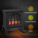 1000W/2000W Freestanding Electrical Fireplace Indoor Heater Stove Log Wood LED Burning Effect Flame with Thermostat Control Blac