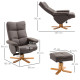 Recliner Armchair, Swivel Reclining Chair With Ottoman, Swivel Faux Leather Chair with Wooden Base and Storage Footstool for Liv