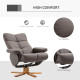 Recliner Armchair, Swivel Reclining Chair With Ottoman, Swivel Faux Leather Chair with Wooden Base and Storage Footstool for Liv