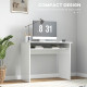 90 x 50cm Computer Table, Modern Home Office Desk, Small Writing Desk with Storage Shelf, High Gloss White