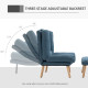 Armchair with Footstool, 180° Recliner with Ottoman, Accent Chair and Footstool with 3-Position Adjustable Backrest and Wooden L