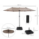 Outsunny 4.6m Garden Parasol Double-Sided Sun Umbrella Patio Market Shelter Canopy Shade with Weight Base, Tan