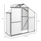 Outsunny 6 x 2.5ft Polycarbonate Greenhouse Walk-In Green House with Rain Gutter, Sliding Door, Window, Foundation, Dark Grey