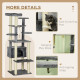 PawHut 184cm Cat Tree for Indoor Cats, Modern Cat Tower with Cat Bed, Perches, Scratching Posts, Cat House - Grey