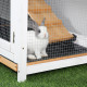 PawHut Rabbit Hutch Guinea Pig Hutch Wooden House with Run, 2 Tier Pet Cage Outdoor with No-leak Plastic Trays, 157.4 x 53 x 93.