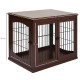 PawHut Dog Crate, Furniture Style Puppy Cage End Table, Pet Kennel House with 3 Doors for Small Dog, Brown 81 x 58.5 x 66 cm