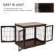 PawHut Dog Crate, Furniture Style Puppy Cage End Table, Pet Kennel House with 3 Doors for Small Dog, Brown 81 x 58.5 x 66 cm