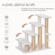 PawHut Pet Stair with 4-step Climb Ladder, Scratching Posts, Platforms, Toy Ball, for Indoor Elderly Cats Kittens, White