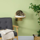 PawHut Wall-Mounted Cat Shelf with Cushion, Guardrails, 34 x 34 x 10.5cm