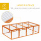 Pawhut Rabbit Run Wooden Rabbit Hutch Cage 6ft with Wire Mesh, Openable Roof, Play Space for Outdoor, 181 x 100 x 48 cm