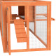 PawHut Wooden Rabbit Hutch with Run, Tray, Ramps, Asphalt Roof, 309 x 70 x 87cm, Orange