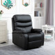 PU Leather Reclining Chair, Manual Recliner Chair with Padded Armrests, Retractable Footrest and Wood Frame, Black