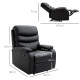 PU Leather Reclining Chair, Manual Recliner Chair with Padded Armrests, Retractable Footrest and Wood Frame, Black