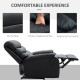 PU Leather Reclining Chair, Manual Recliner Chair with Padded Armrests, Retractable Footrest and Wood Frame, Black