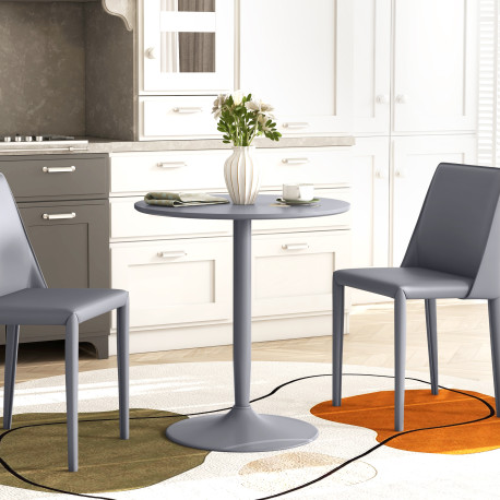 75H x Φ70cm Two-Person Minimalistic Dining Table - Grey