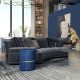 Velvet-Feel Storage Ottoman - Blue