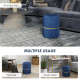 Velvet-Feel Storage Ottoman - Blue