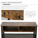 TV Stand Cabinet, Industrial TV Unit for TVs up to 45&quot;, 100cm TV Cabinet with 2 Open Compartments and Mesh Bottom Shelf for Livi