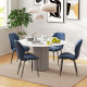 Set of Four Velvet Relaxed Tub Dining Chairs - Dark Blue