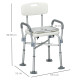 Aluminium Shower Chair with Backs and Arms, Height Adjustable Shower Seat with Removable Padded Cushion, Bath Stool for Seniors,