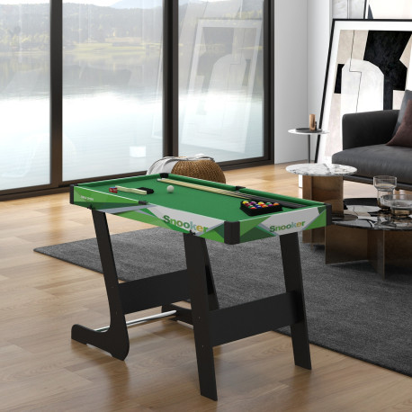 SPORTNOW 104cm Folding Mini Pool Table Set with 2 Cues, 16 Balls, Chalk, Triangle, Brush, Green