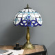 Stained Glass Table Lamp, Handmade Antique Bedside Lamp for Bedroom, Living room, Home, Nightstand, Decorative Night Light, Blue