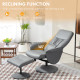 Swivel Recliner Chair with Footstool, PU Leather Armchair and Ottoman with High Back and Round Base for Living Room, Light Grey