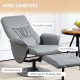 Swivel Recliner Chair with Footstool, PU Leather Armchair and Ottoman with High Back and Round Base for Living Room, Light Grey