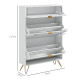 Two Flip Drawer Narrow Shoe Cabinet - White