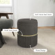 Velvet-Feel Storage Ottoman - Grey