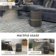 Velvet-Feel Storage Ottoman - Grey