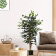 Artificial Ficus Tree in Pot, 130cm Tall Fake Plant with Lifelike Leaves and Natural Trunks, for Indoor Outdoor, Green