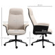 Vinsetto Office Chair, Linen Fabric Desk Chair, Comfortable Computer Chair with Adjustable Height, Padded Armrests and Swivel Wh