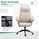 Vinsetto Office Chair, Linen Fabric Desk Chair, Comfortable Computer Chair with Adjustable Height, Padded Armrests and Swivel Wh