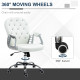 Vinsetto Office Chair Ergonomic 360° Swivel PU Diamante Padded Base 5 Castor Wheels for Home Work White