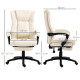 Vinsetto PU Leather Office Chair, Swivel Computer Chair with Footrest, Wheels, Adjustable Height, Cream White