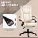 Vinsetto PU Leather Office Chair, Swivel Computer Chair with Footrest, Wheels, Adjustable Height, Cream White