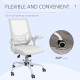 Vinsetto Mesh Office Chair, Computer Desk Chair with Flip-up Armrests, Lumbar Back Support and Swivel Wheels, White