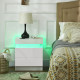 White Bedside Table with LED Light, High Gloss Front Nightstand with 2 Drawers, for Living Room, Bedroom