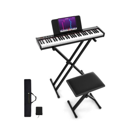 61-Key Portable Electronic Keyboard Piano with Stand and Stool