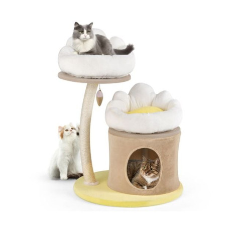 83cm Flower Cat Tree with Sisal Scratching Post and Top Perch