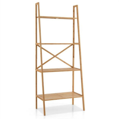 4-Tier Freestanding Bookcase with Anti-Toppling Device for Living Room