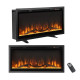 36&quot;/91cm Linear Electric Fireplace with Log and Crystal Decor and Remote Contro