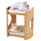 2-Tier Elevated Cat Bed Cat Tower with Natural Bamboo Frame