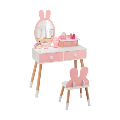 2-in-1 Kids Princess Vanity Table and Chair Set