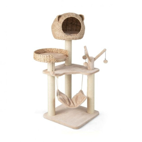 121 CM Tall Cat Tree Tower with Cattail Fluff Cat Condo