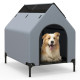 91/110/132cm Elevated Dog House Large Pet House with Ventilated Windows