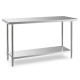 152 x 61 CM Stainless Steel Workstation with Adjustable Shelf for Kitchen