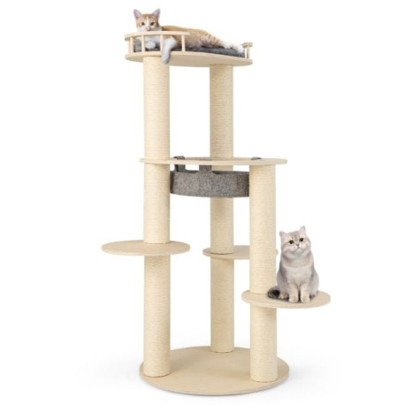 150CM Wooden Multi-Level Cat Tree with Top Perch and Hammock